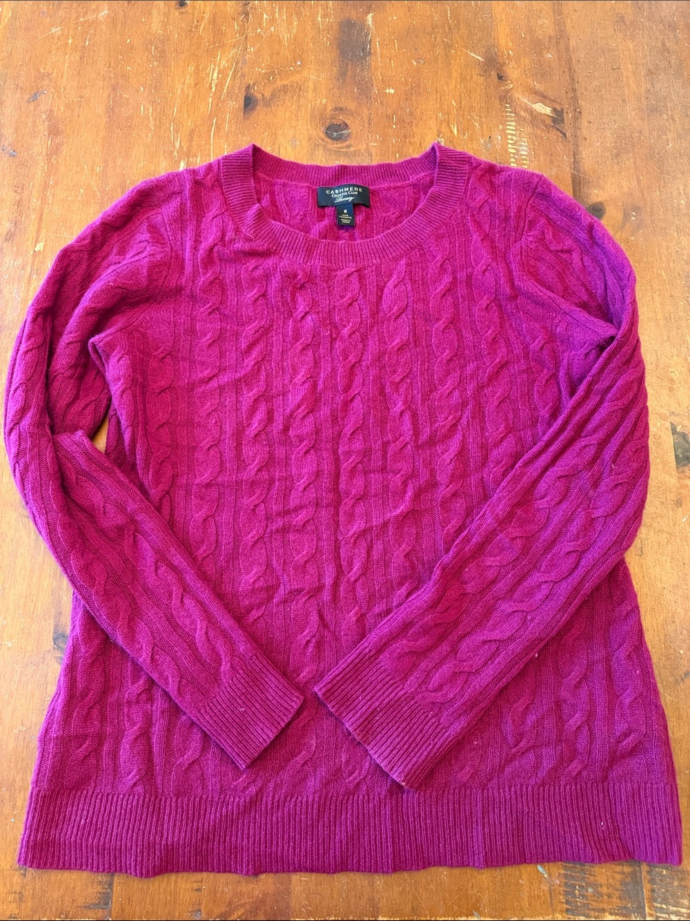 Charter Club Cable-Knit Crewneck Sweater - Raspberry
